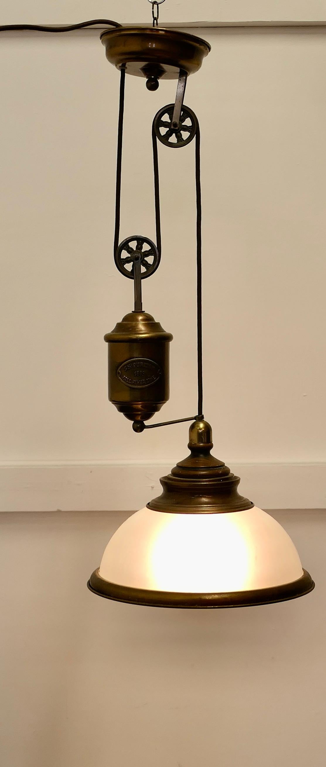 Rising and Lowering Large Brass Ceiling Light 1