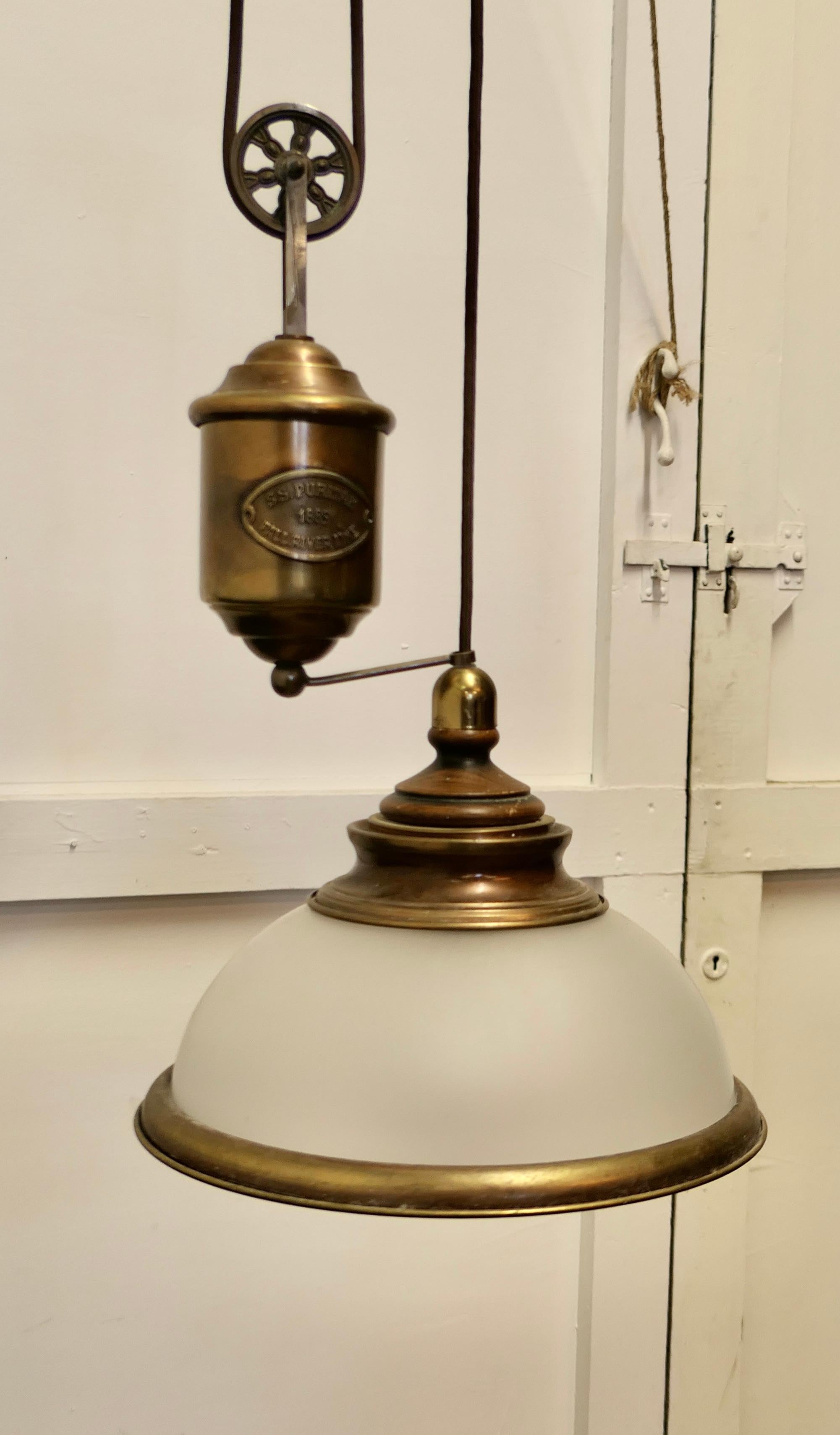 Rising and Lowering Large Brass Ceiling Light 3