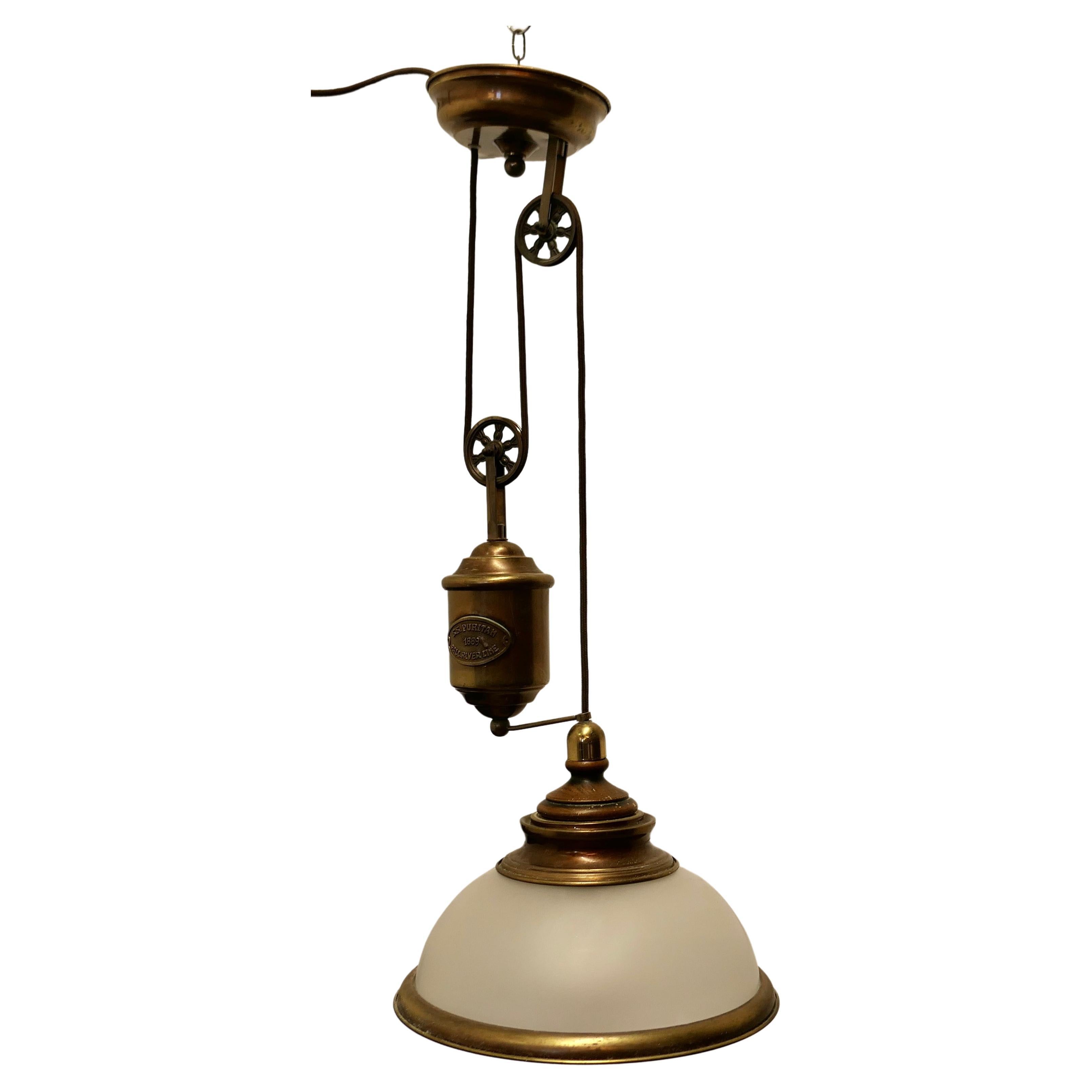 Rising and Lowering Large Brass Ceiling Light