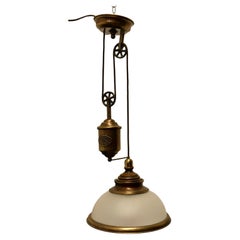 Rising and Lowering Large Brass Ceiling Light