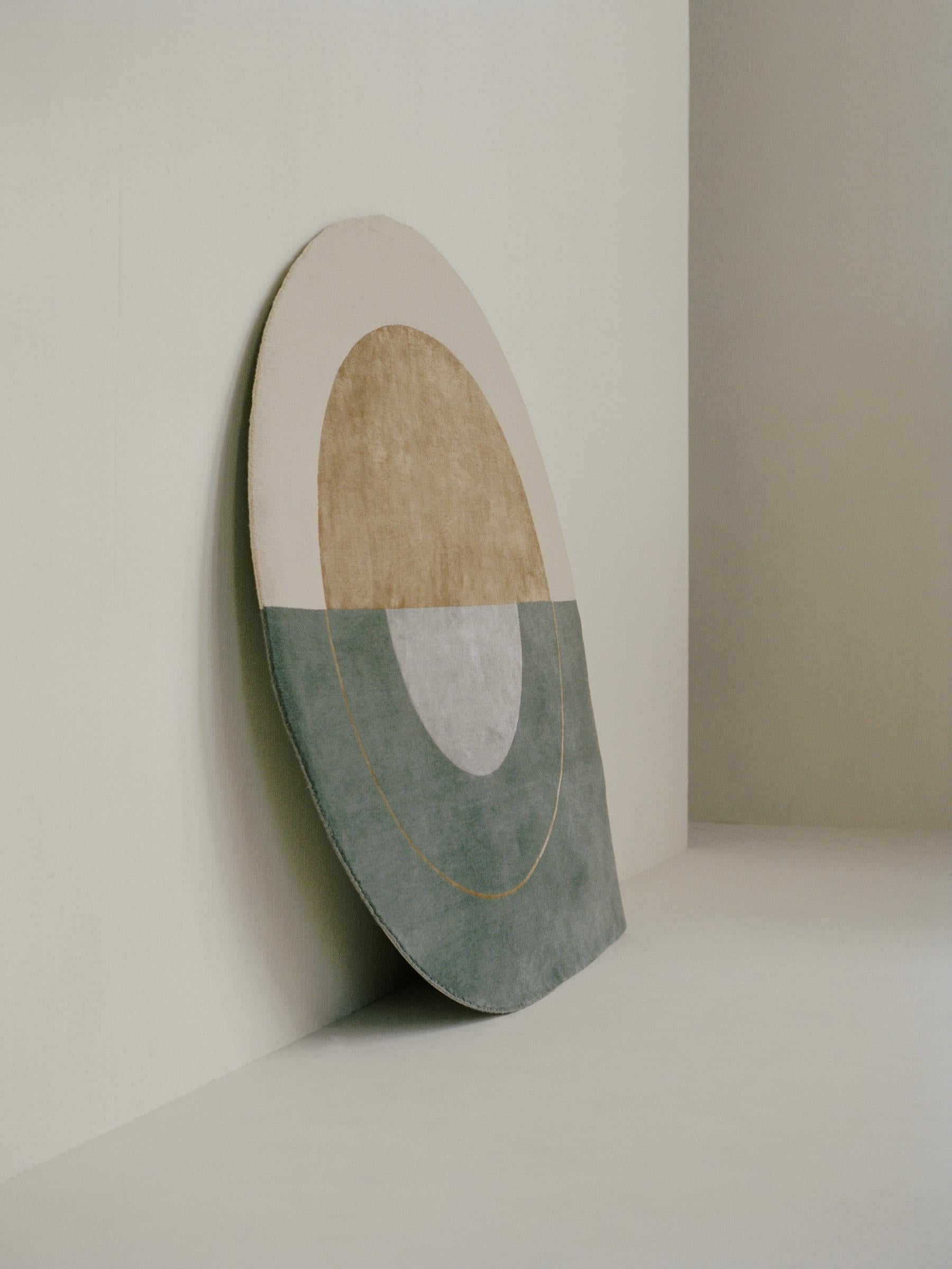 Scandinavo moderno Tappeto 'Rising Gemini' 200 fatto a mano da Linie Design, lana e seta in vendita