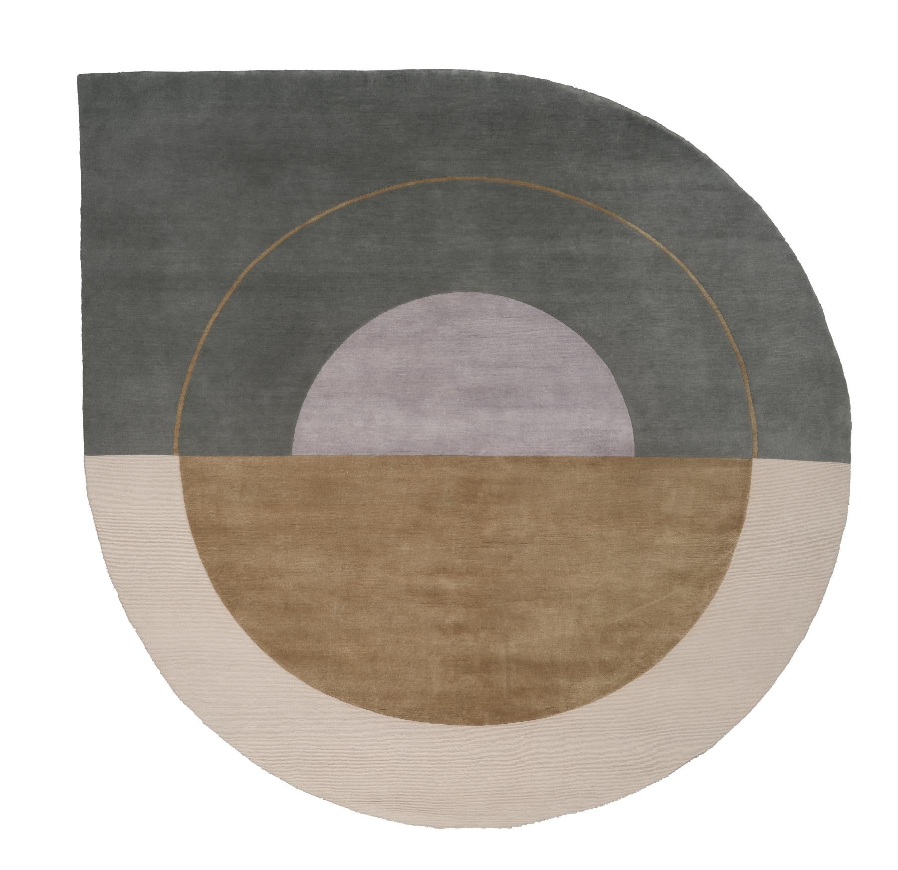 Hand-Knotted 'Rising Gemini' 200 Handmade Rug by Linie Design, Wool and Silk For Sale