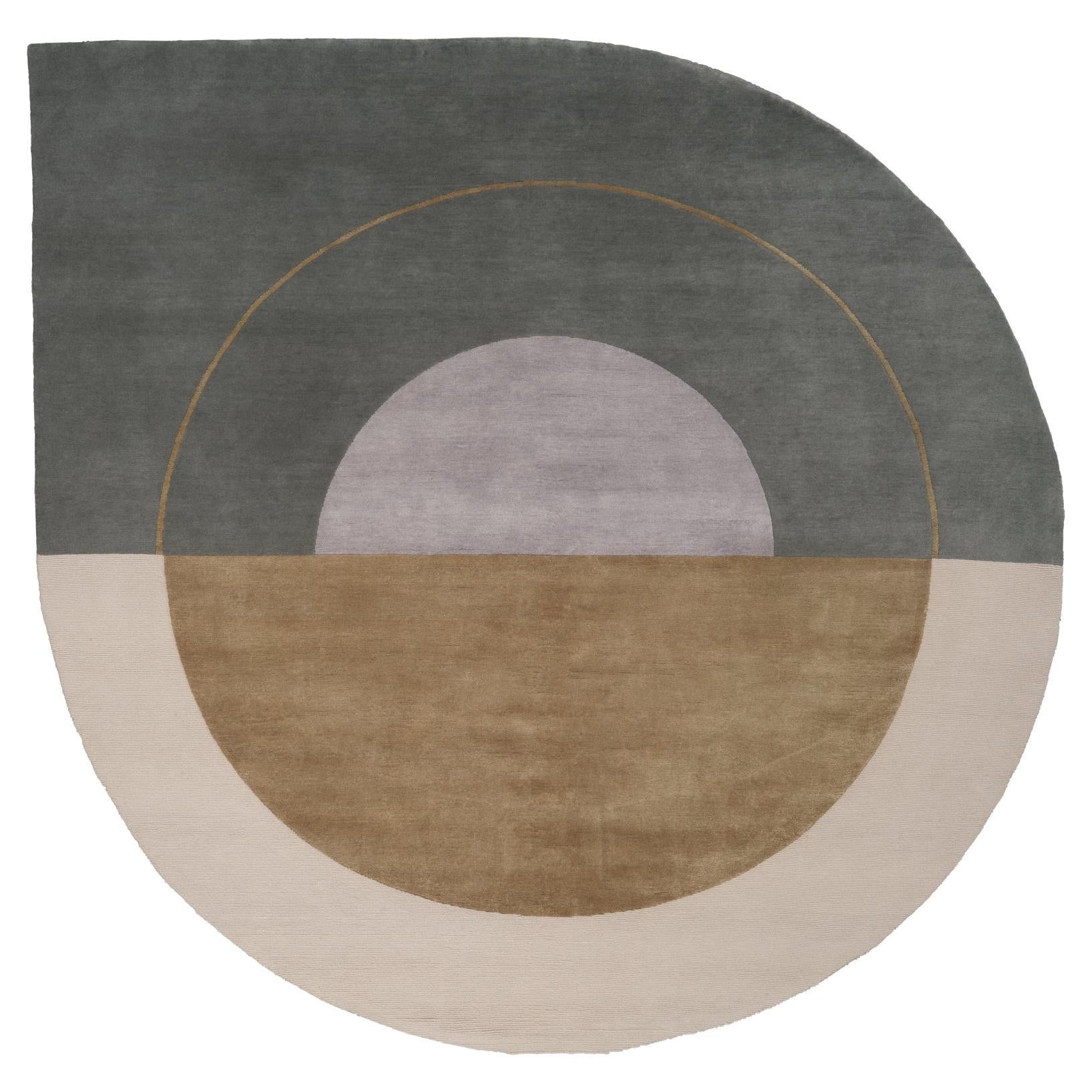 'Rising Gemini' 200 Handmade Rug by Linie Design, Wool and Silk For Sale