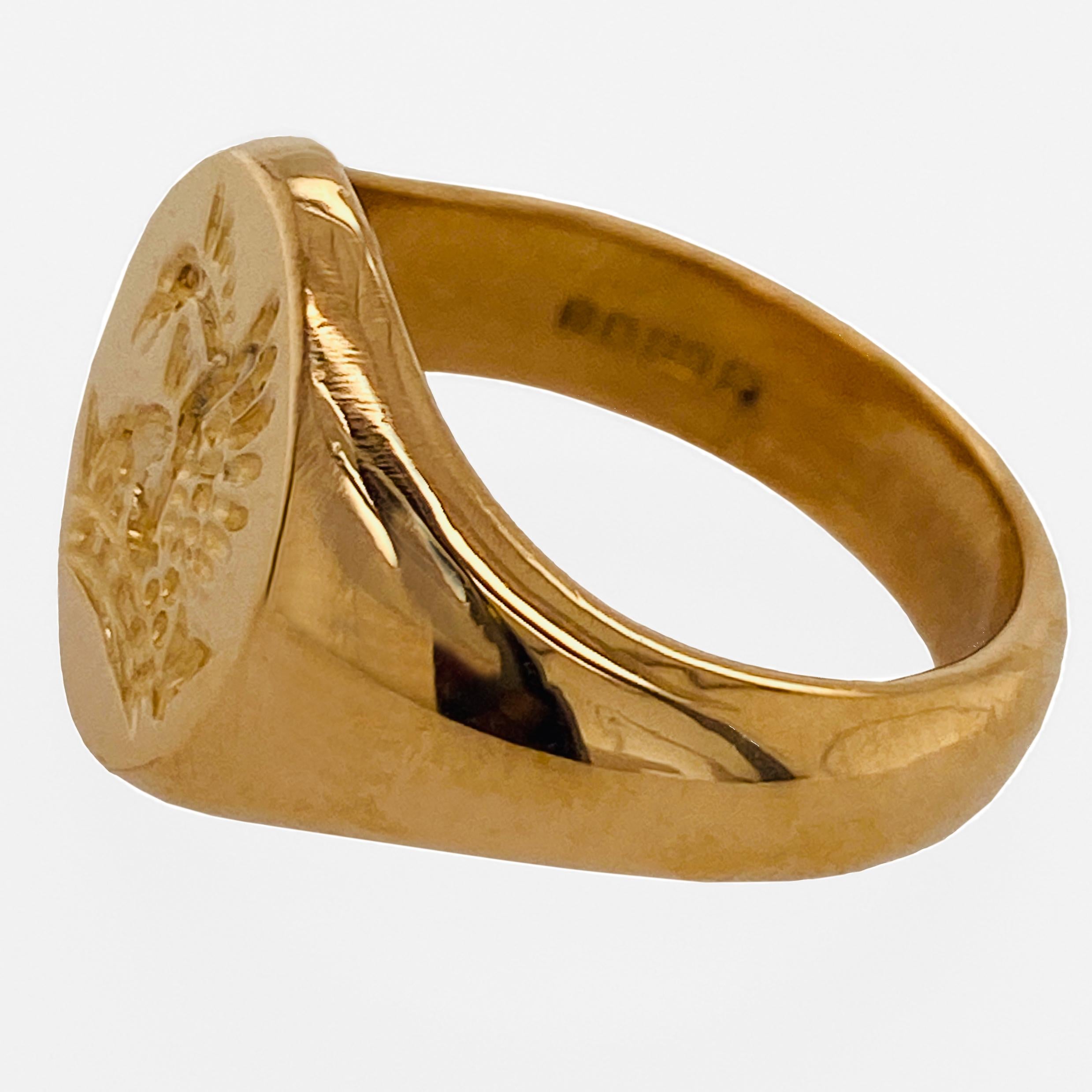 Contemporary Rising Phoenix Signet Ring in 22 Carat Yellow Gold