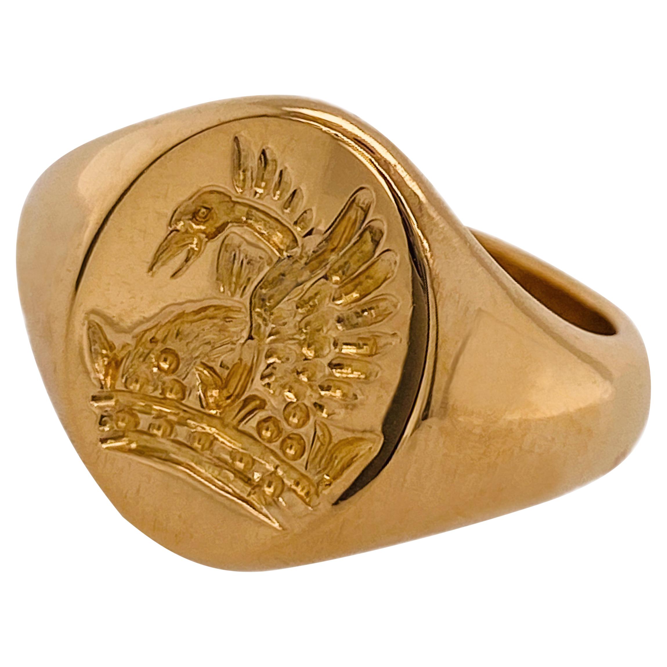 Rising Phoenix Signet Ring in 22 Carat Yellow Gold