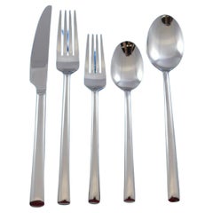 Risk by Hampton Forge Stainless Steel Flatware Set Service 8 New Modern