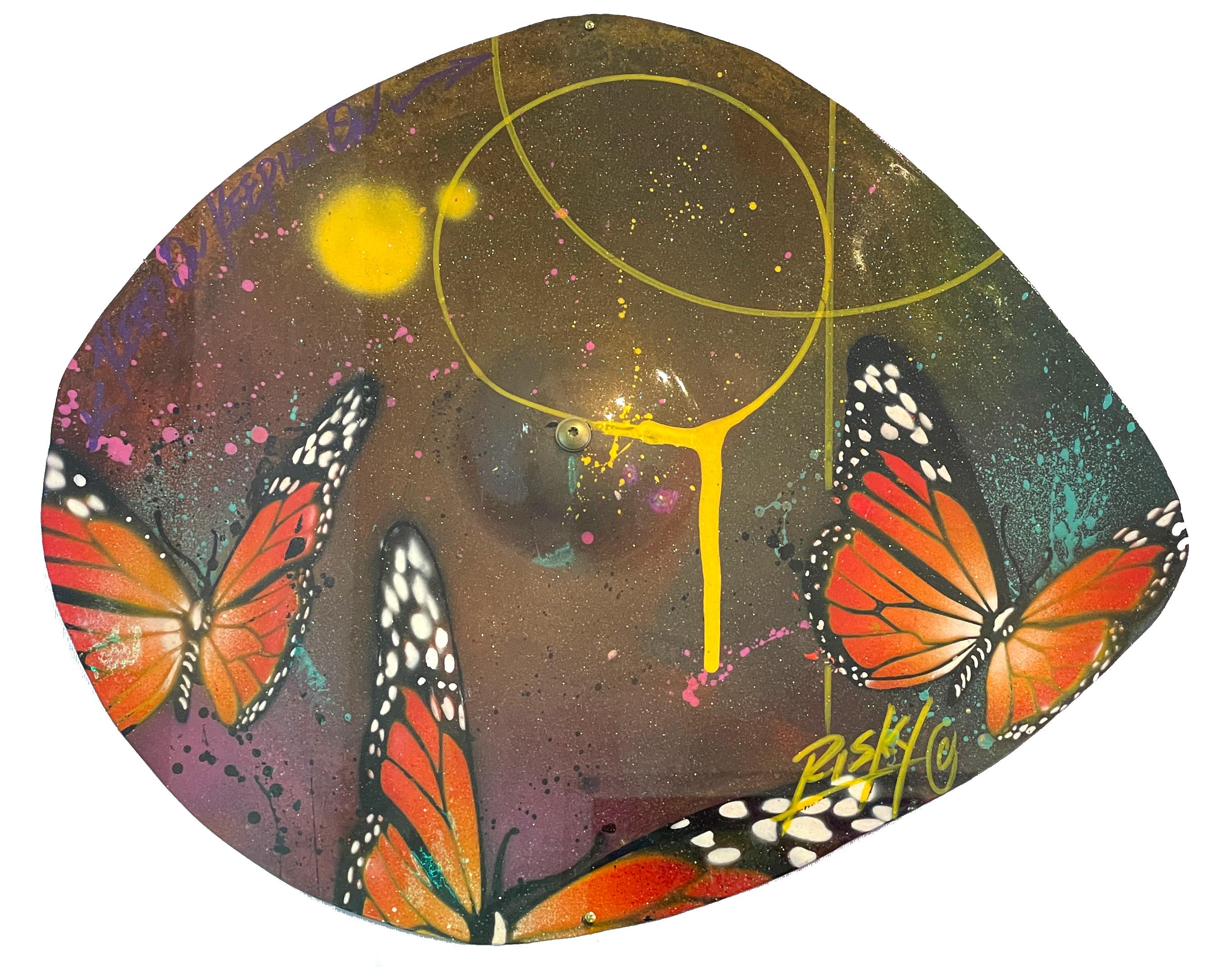 Cymbal with Butterflies - Mixed Media Art by RISK