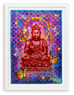 Peaceful Buddha Red Woven