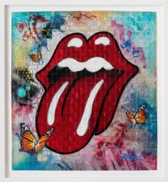 „Rolling Risky Red“ gerahmte RISK Rolling Stones Street Art, Street Art