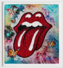 Arte callejero "Rolling Risky Red" enmarcado RIESGO Rolling Stones