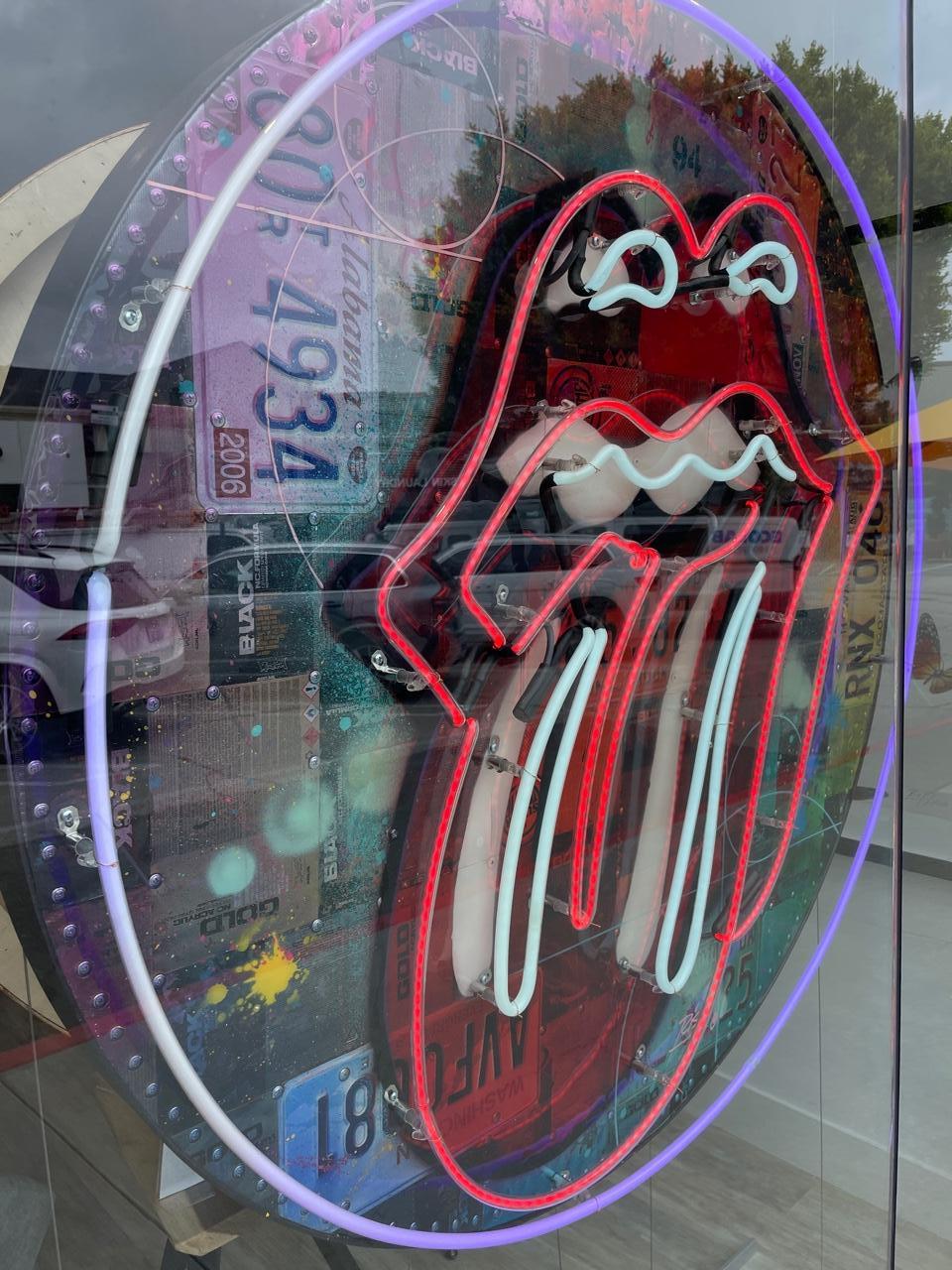 Rolling Risky Red Neon - Street Art Mixed Media Art by RISK