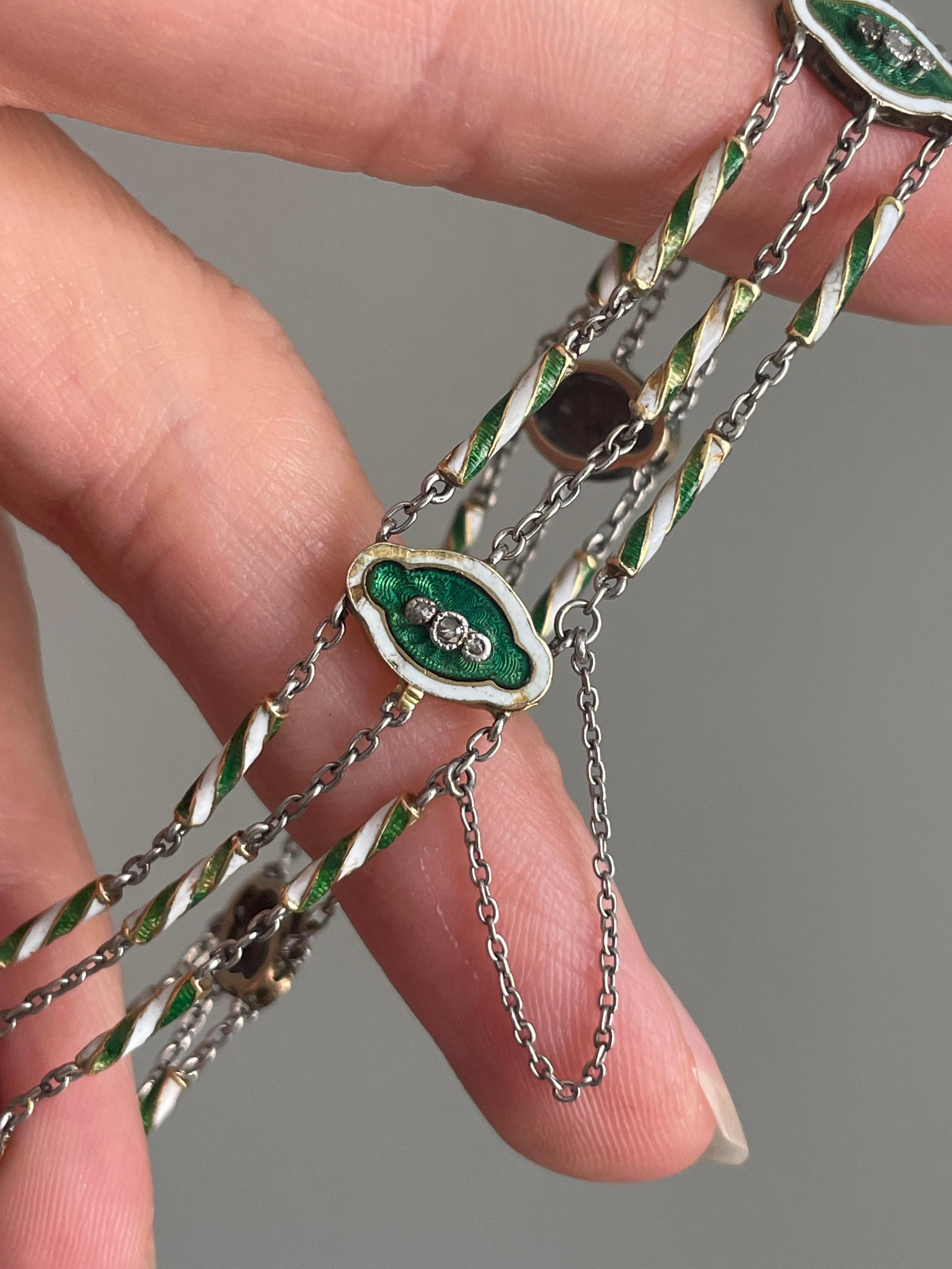 Taglio a rosa Bracciale Belle Époque con smalto e diamanti di Risler & Carré in vendita