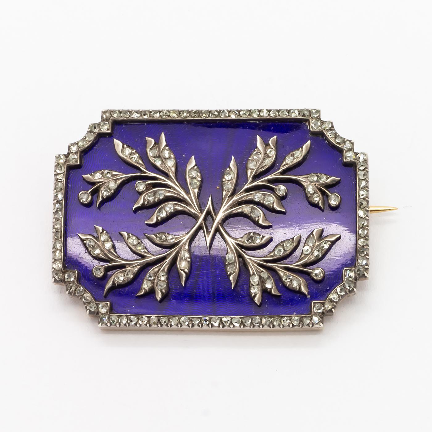 Risler & Carré Enamel and Diamond Brooch In Good Condition In London, GB