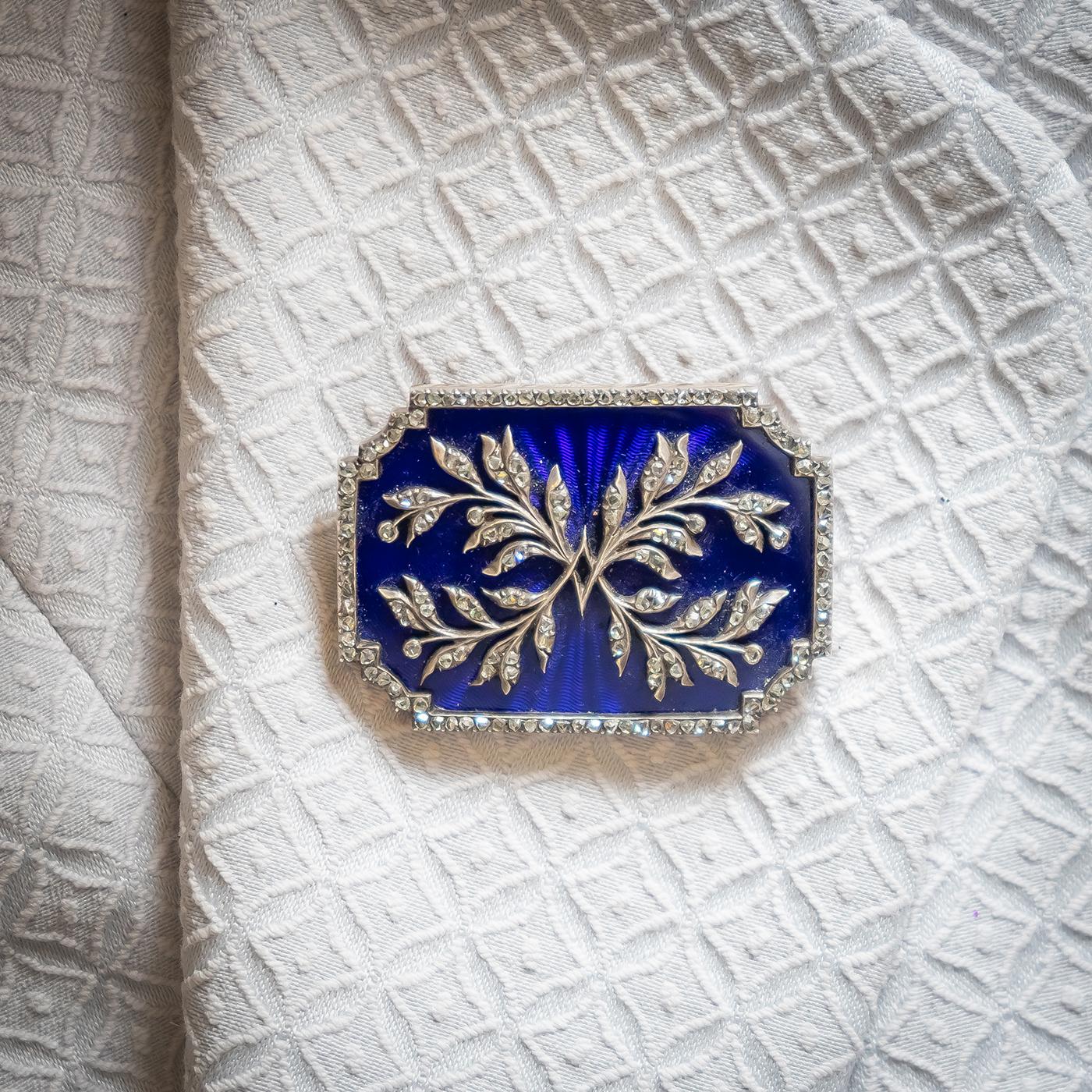 Women's Risler & Carré Enamel and Diamond Brooch