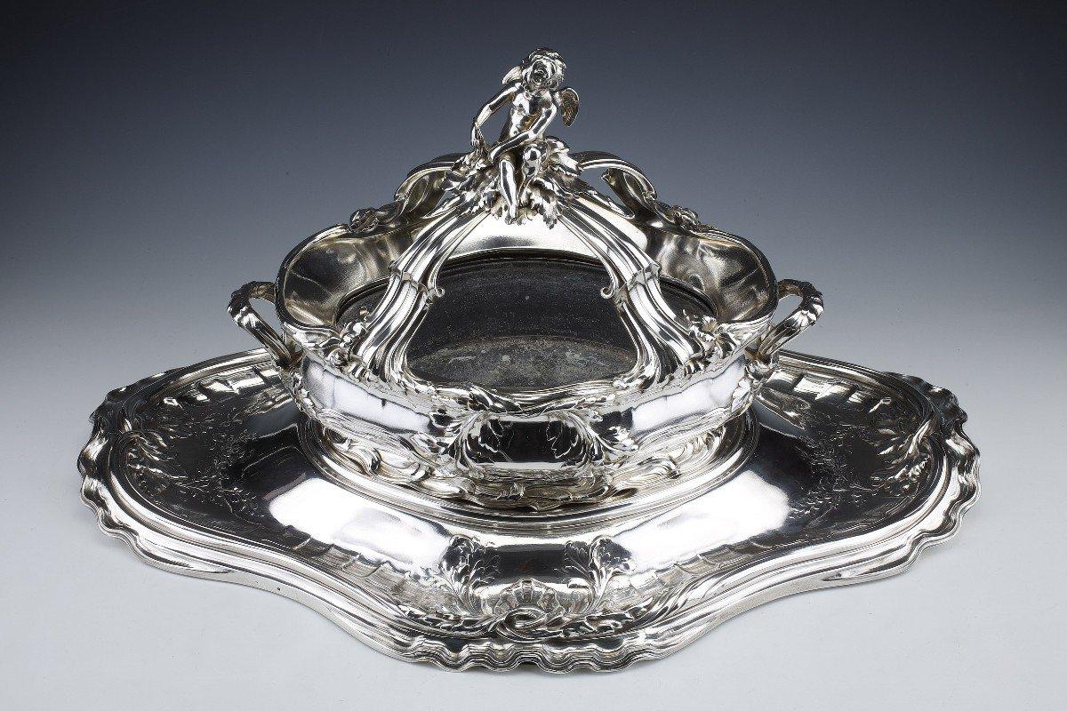 Louis XV Risler & Carre - Important Table Centerpiece In Sterling Silver XIXth Century For Sale