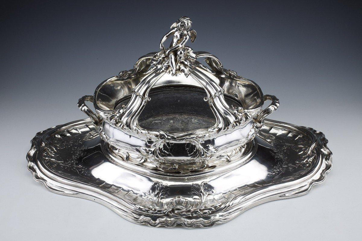 Risler & Carre - Importante centro de mesa en plata de ley S. XIX Luis XV en venta