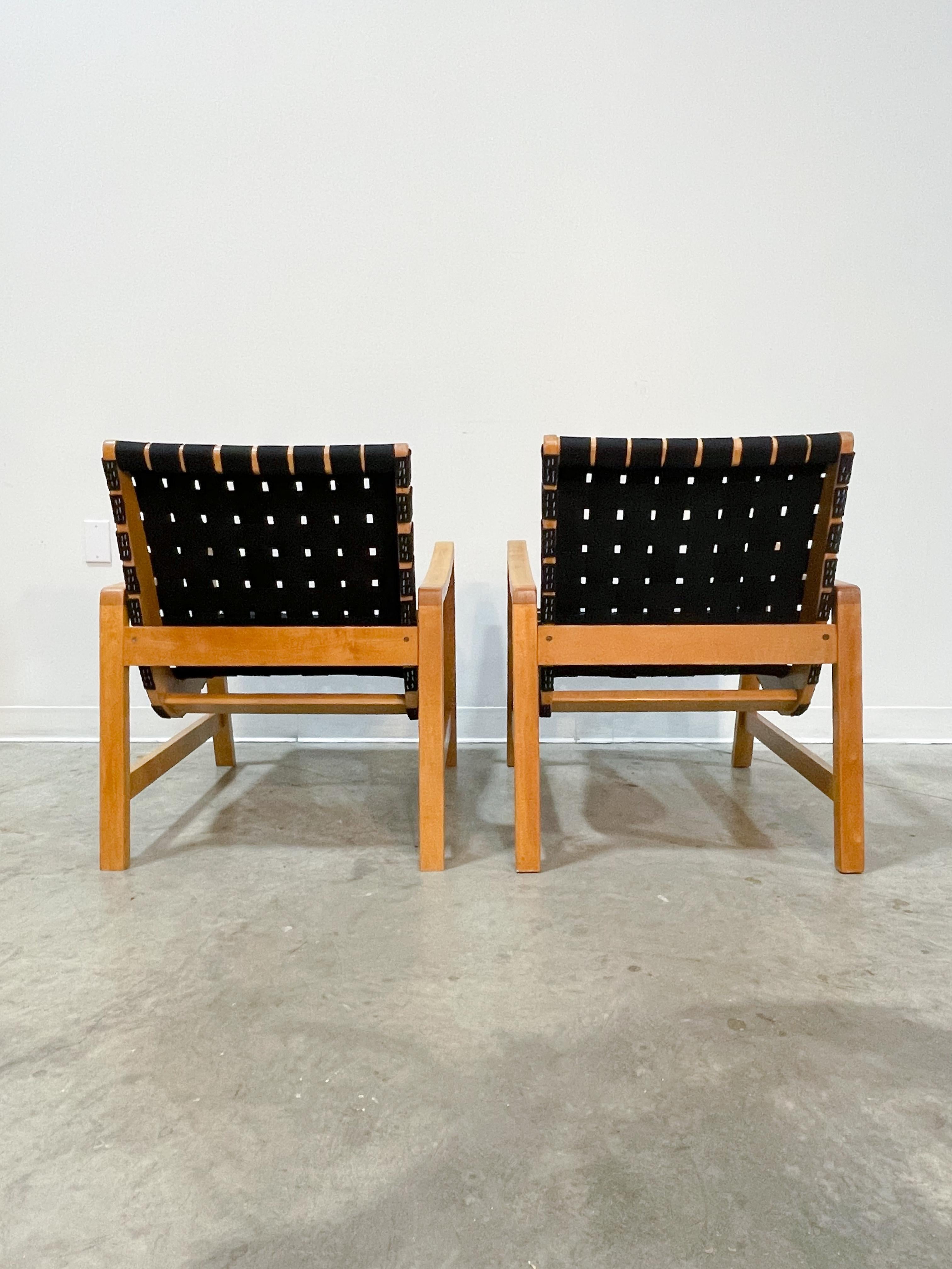 Maple Risom Webbed Armchairs by Knoll