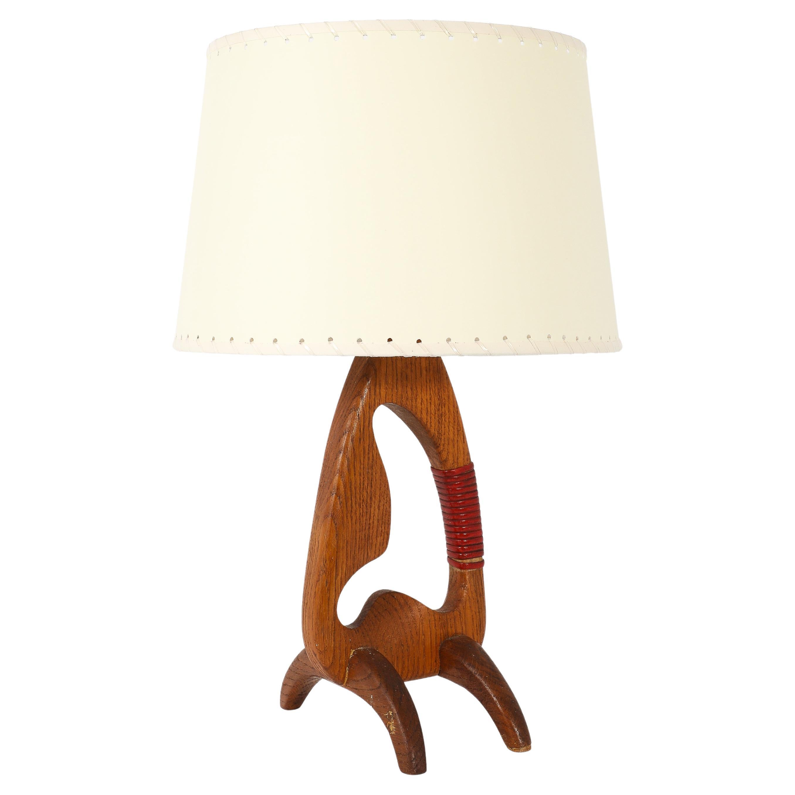 Rispal Walnut Lamp, France 1960's