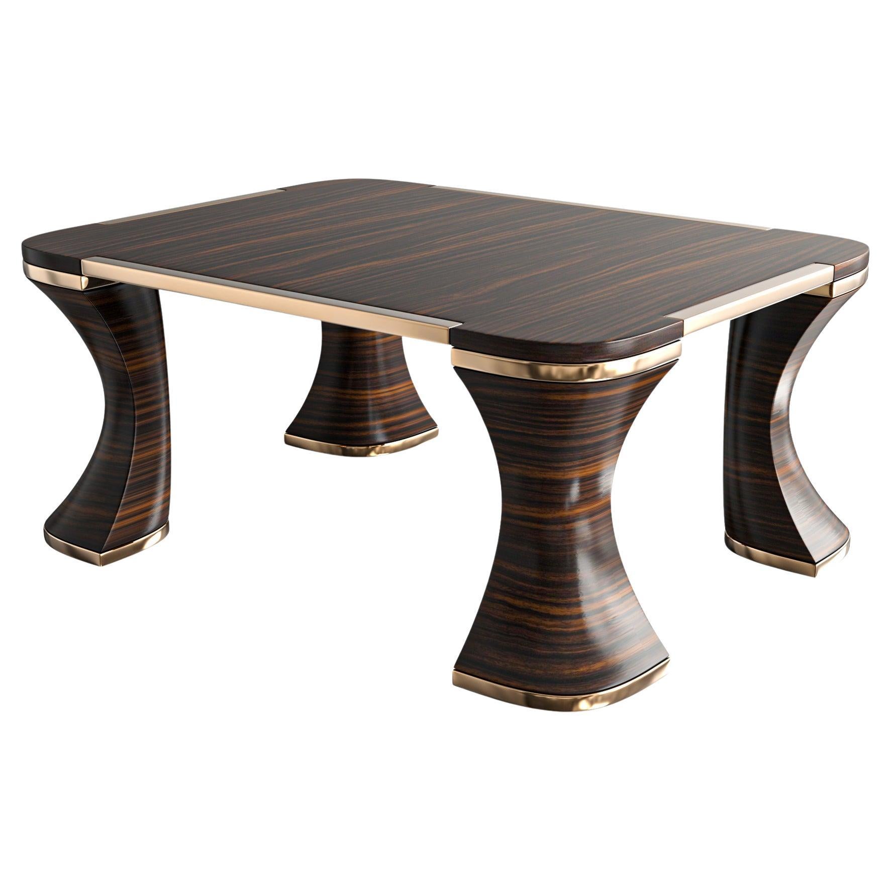 "Rispetti" Coffee Table With Bronze Details, Handcrafted, Istanbul For Sale