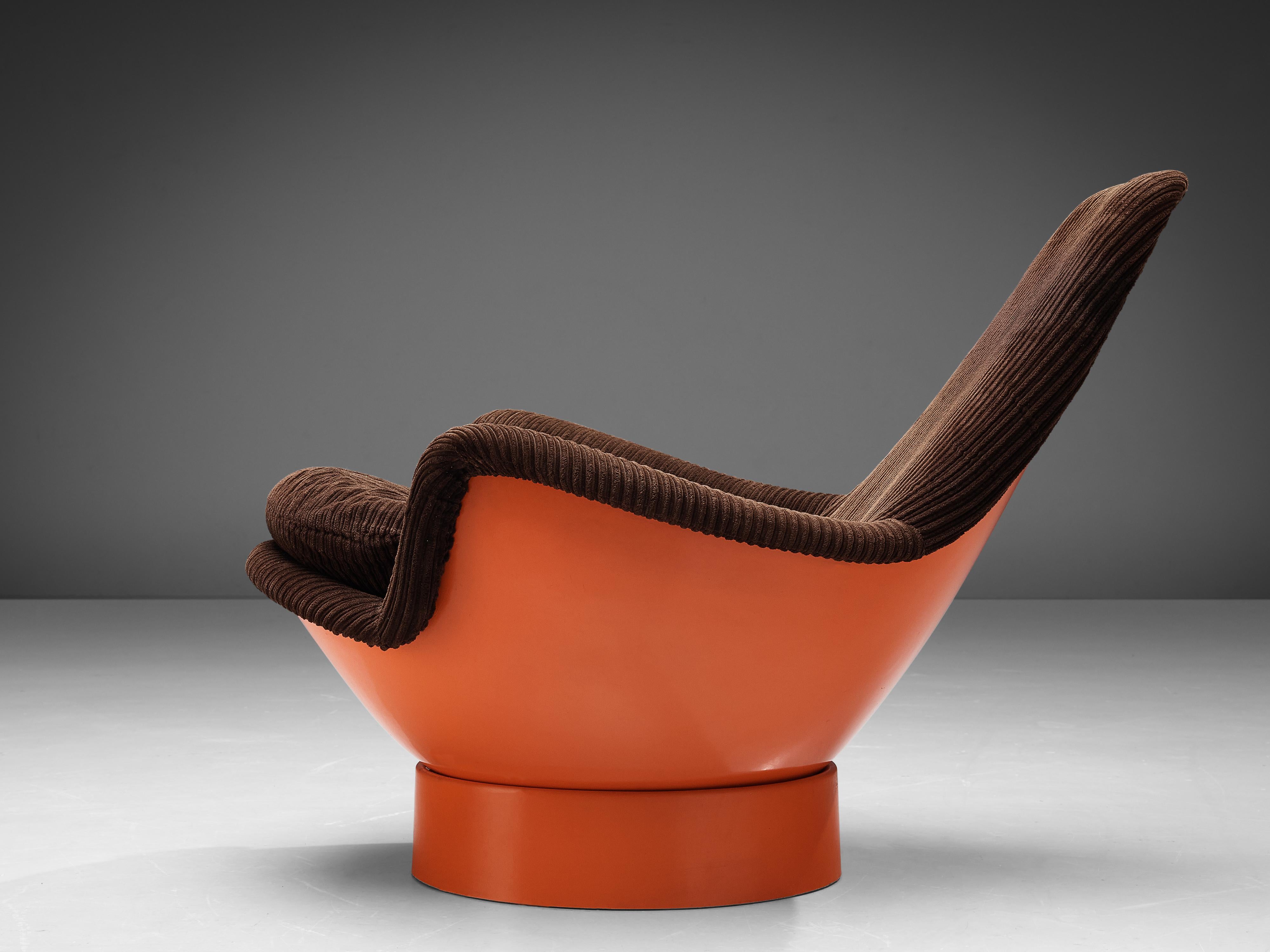 Fabric Risto Halme for Peem Oy Lounge Chair Model Tina in Fiberglass