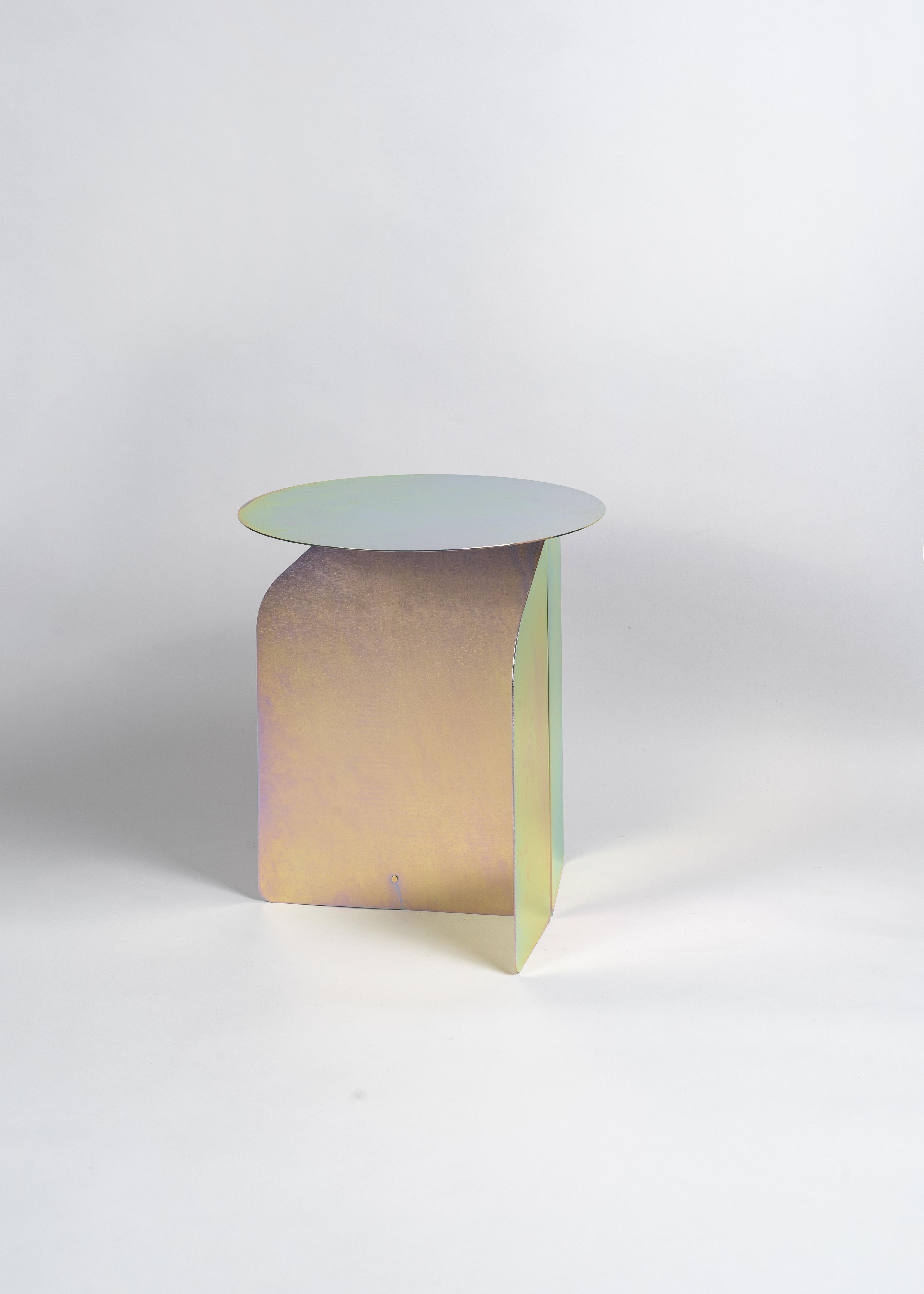 Post-Modern Risvolto 02 Rainbow metal Tables made in Italy by Enrico Girotti For Sale