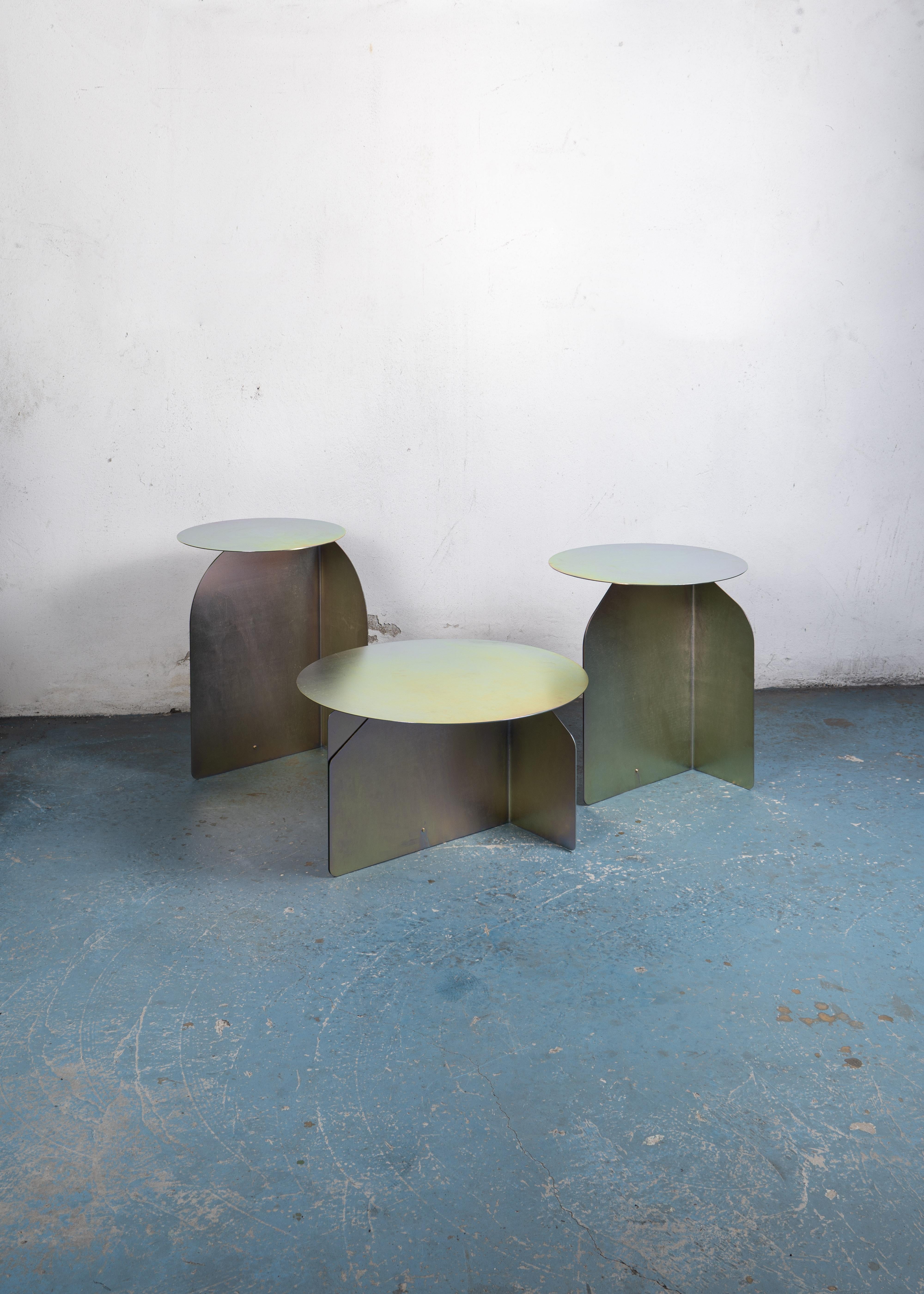 Contemporary Risvolto 02 Rainbow metal Tables made in Italy by Enrico Girotti For Sale