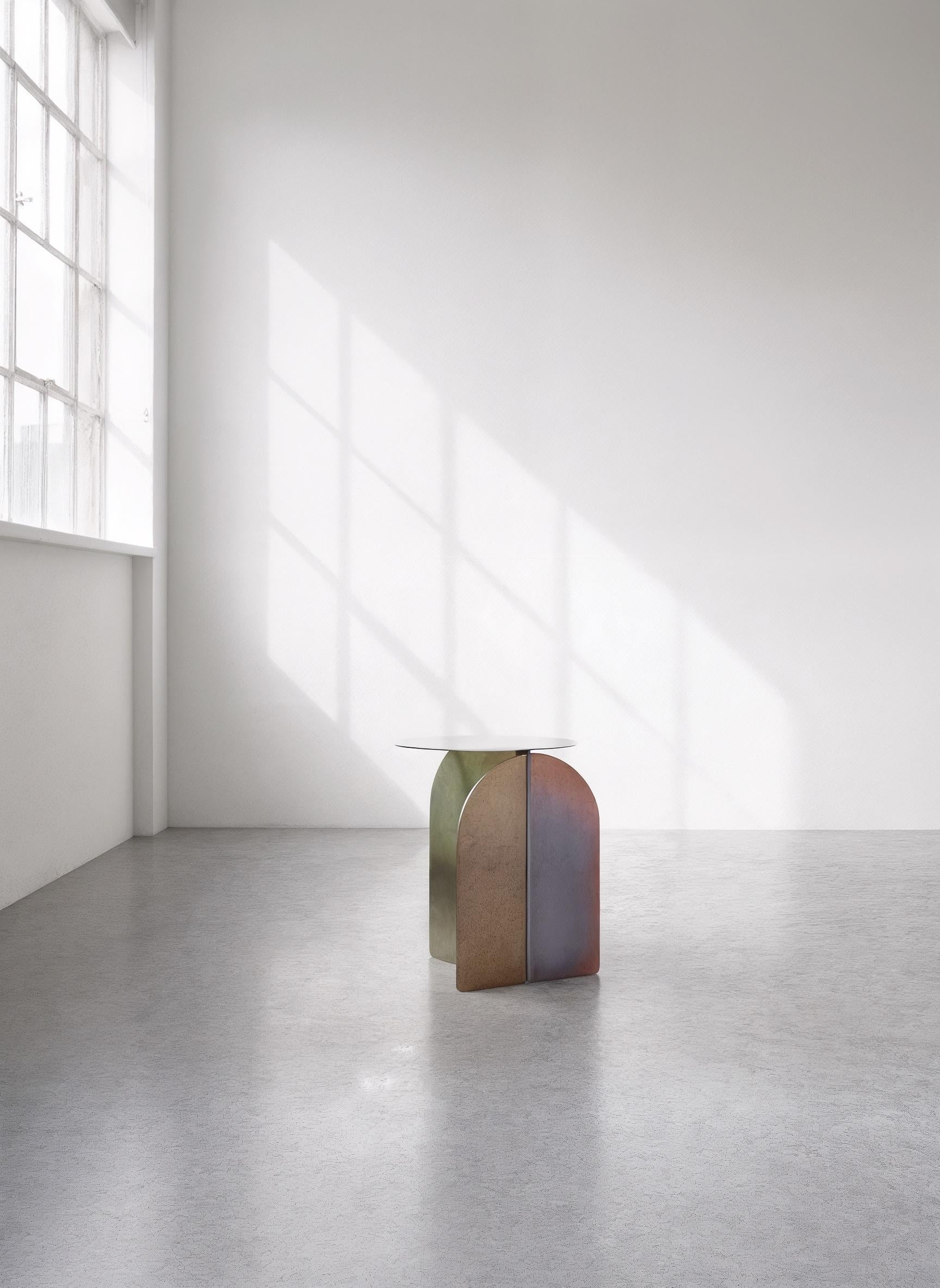 Post-Modern Risvolto 03 Rainbow metal Tables made in Italy by Enrico Girotti For Sale
