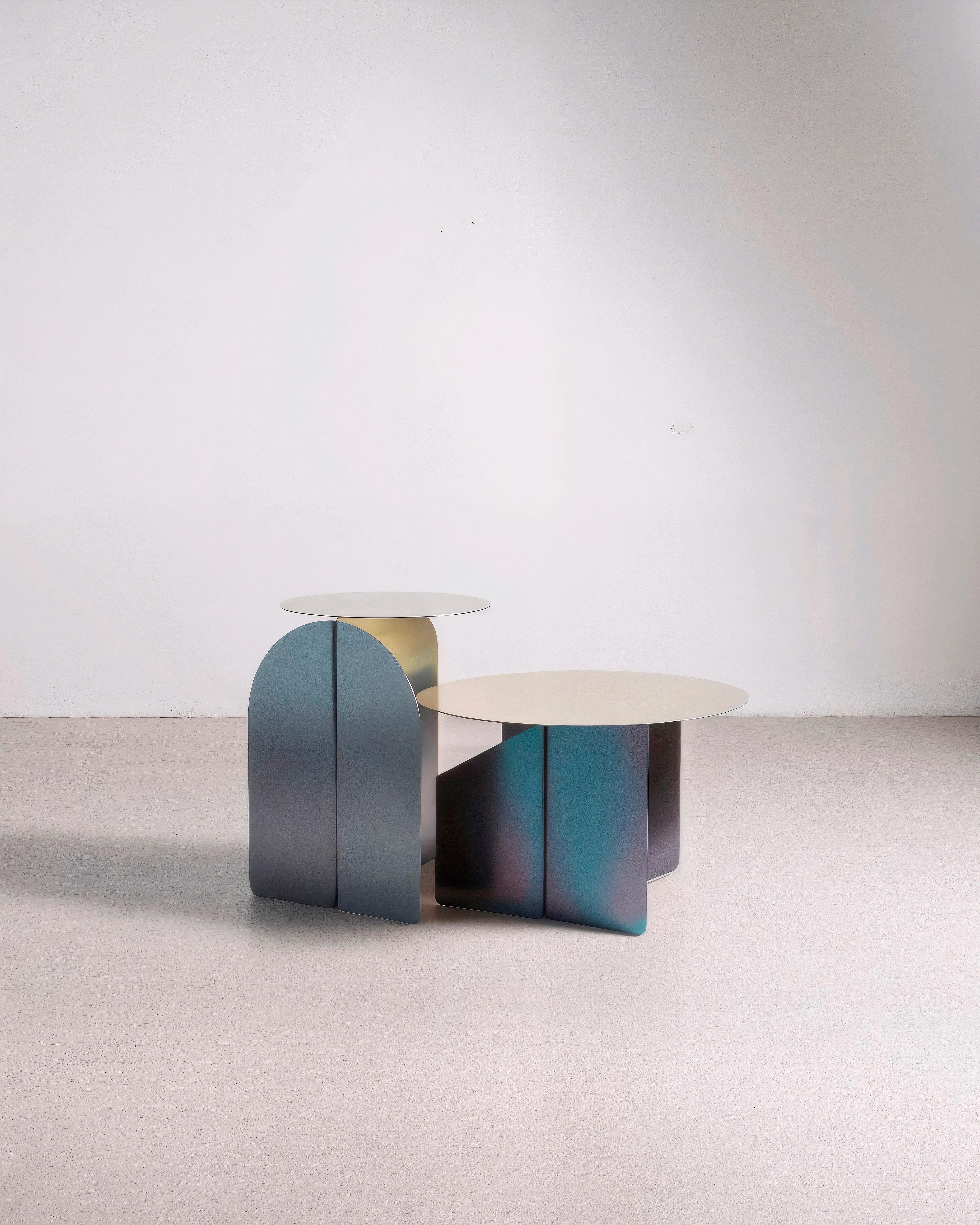 Risvolto 03 Rainbow metal Tables made in Italy by Enrico Girotti In New Condition For Sale In Verona, IT