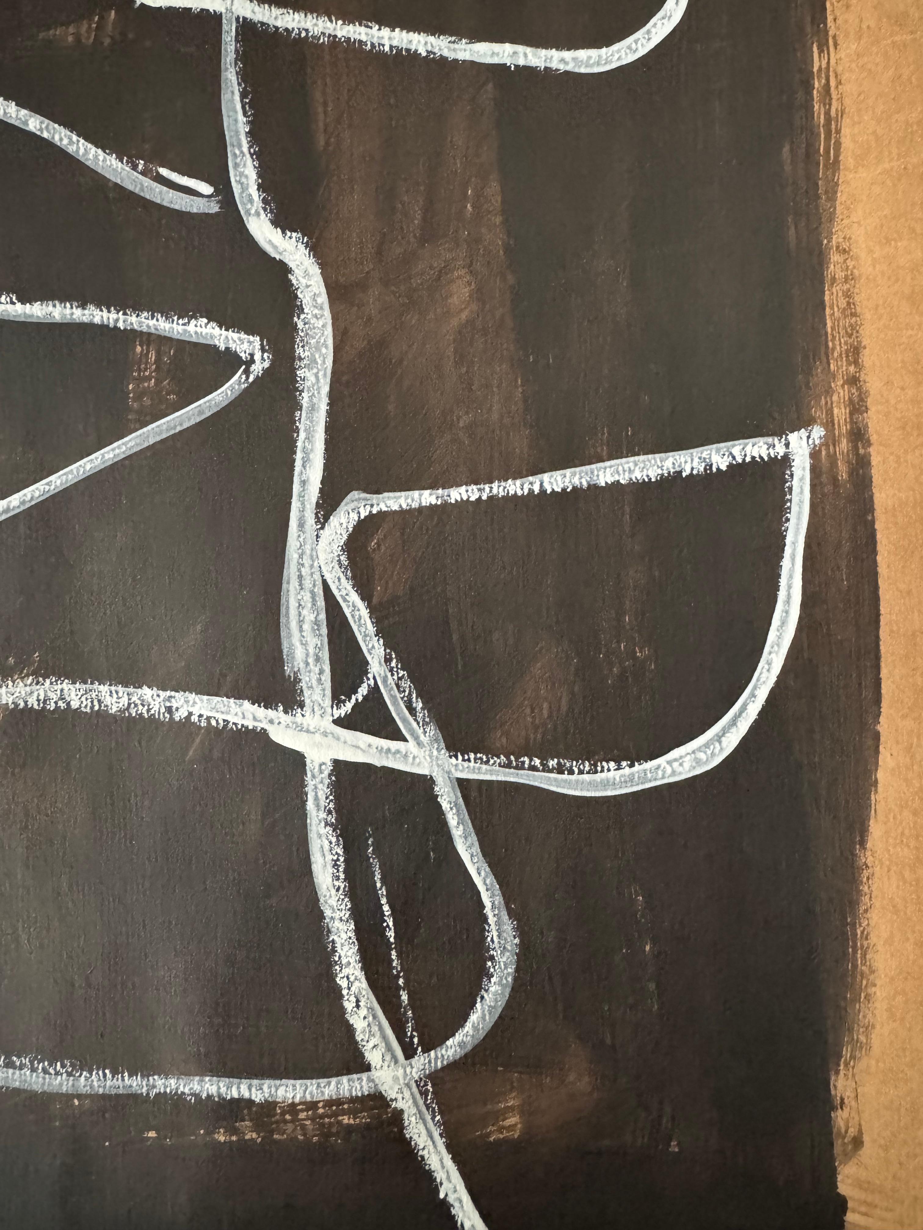 Feuillages N 3. Painting - Black Still-Life Painting by Rita Alaoui