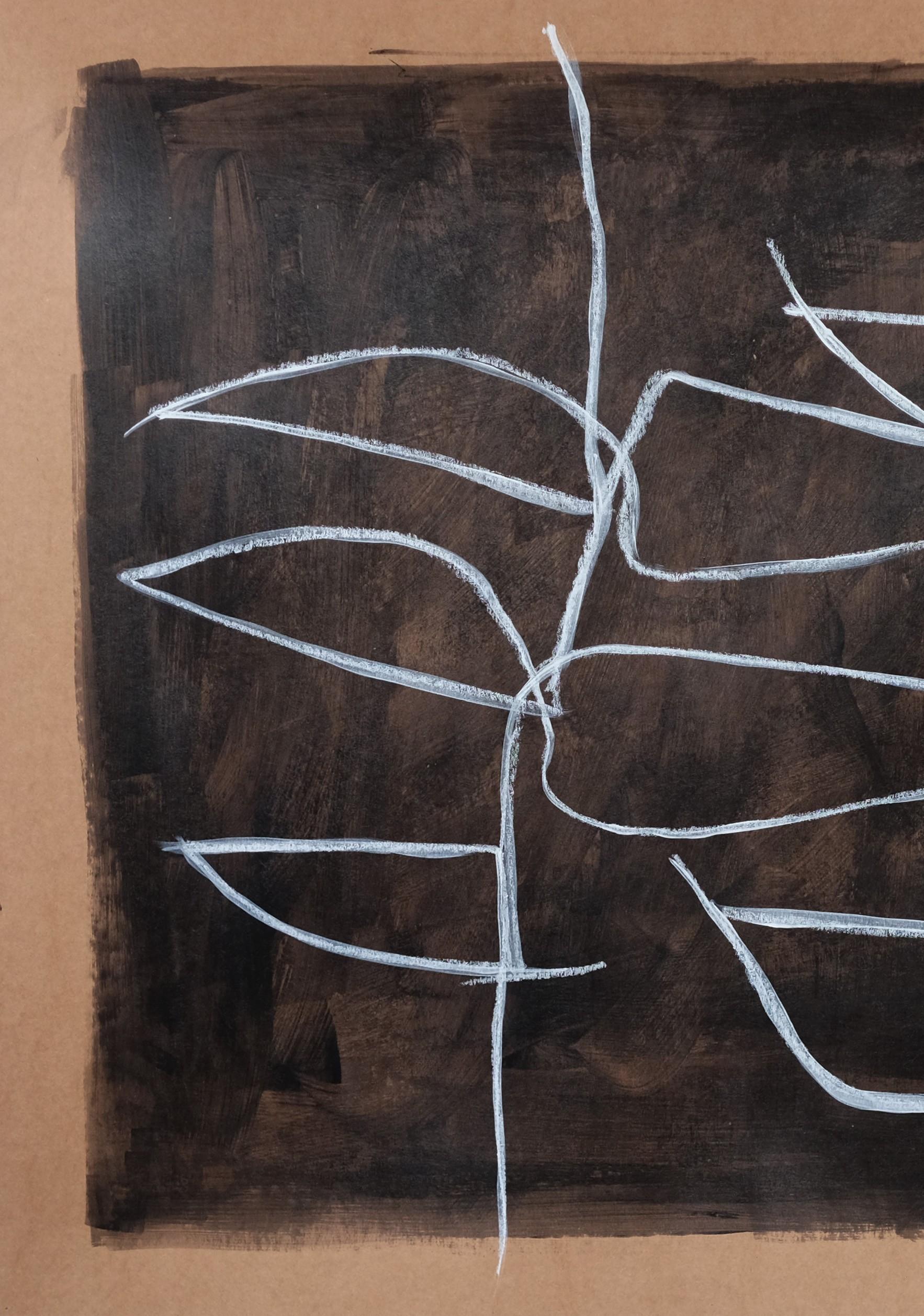 Feuillages N 6. Painting - Black Still-Life Painting by Rita Alaoui