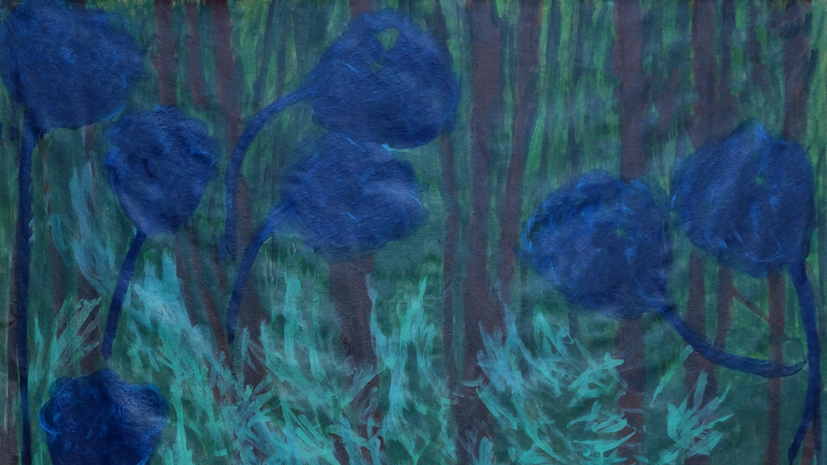 Garten#14 - Paysage à la barrière. Farbige Malerei (Abstrakt), Painting, von Rita Alaoui
