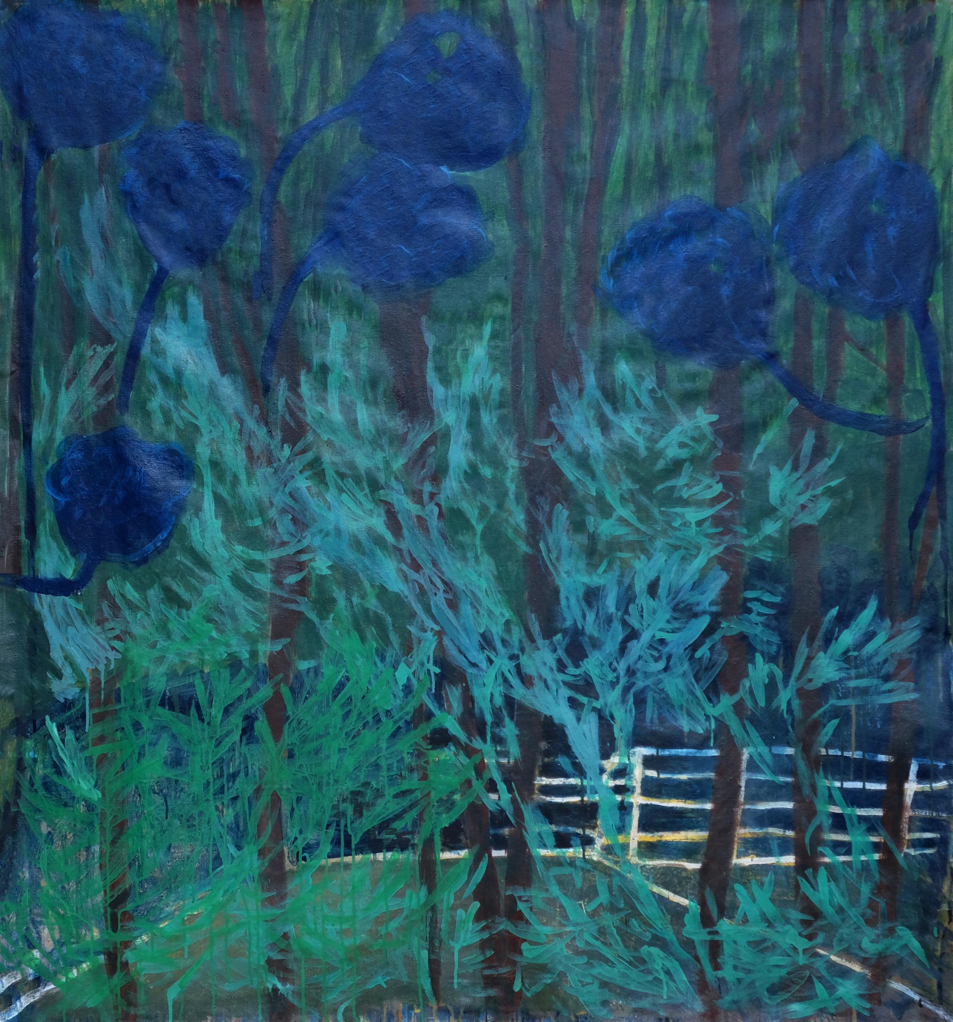 Garden#14 - Paysage à la barrière. Color painting