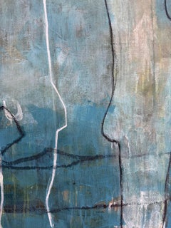 Landscape with tree trunks. Abstract painting