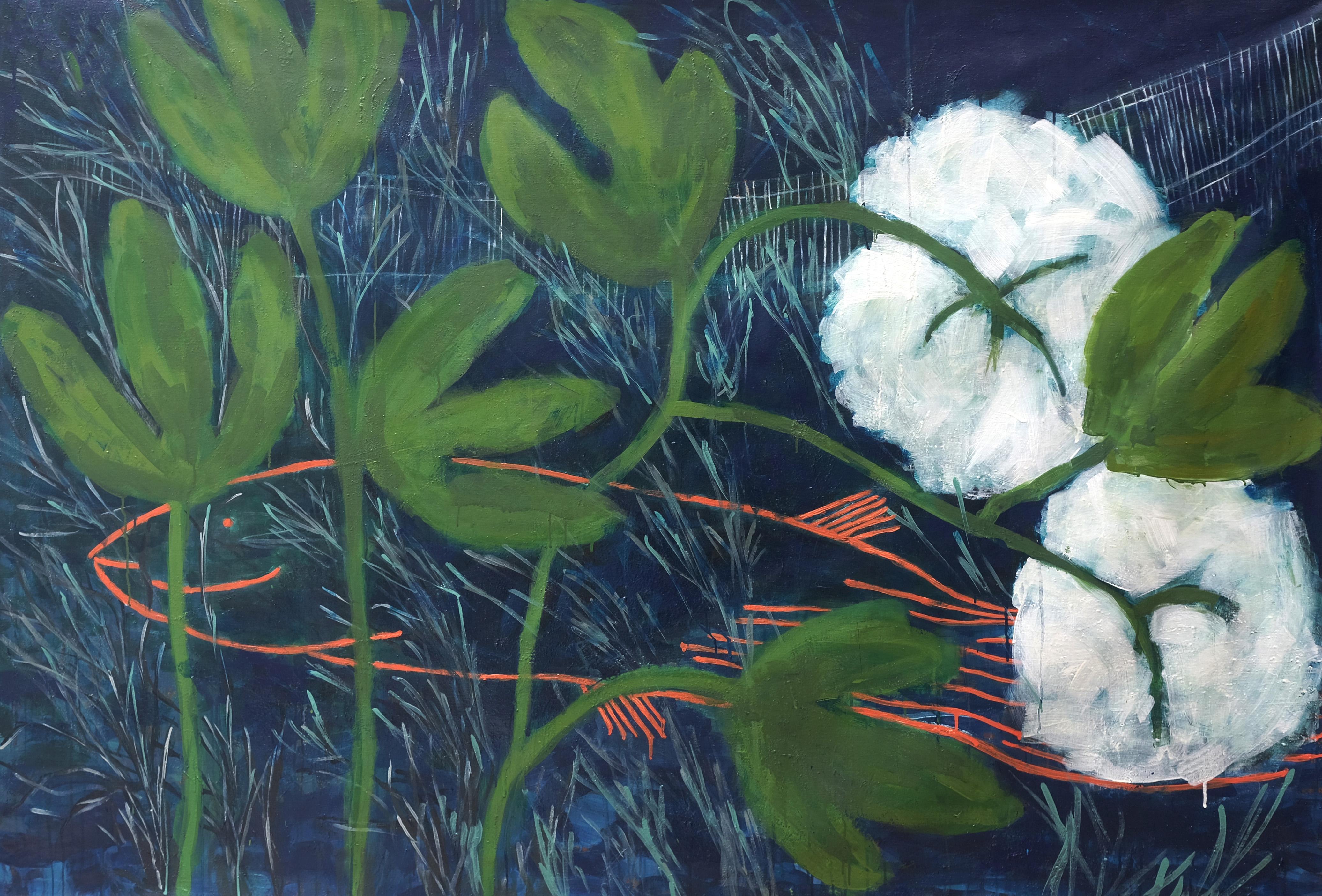 Poisson und Hortensien. Farbige Malerei – Painting von Rita Alaoui