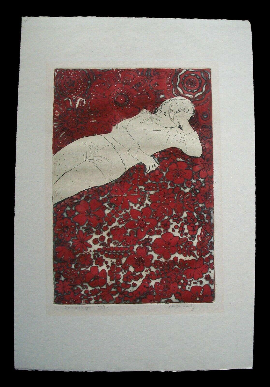 Rita Briansky, „Dreamscape“, 37/50, gerahmte Radierung auf Papier, Kanada, ca. 1973 (Handgefertigt) im Angebot