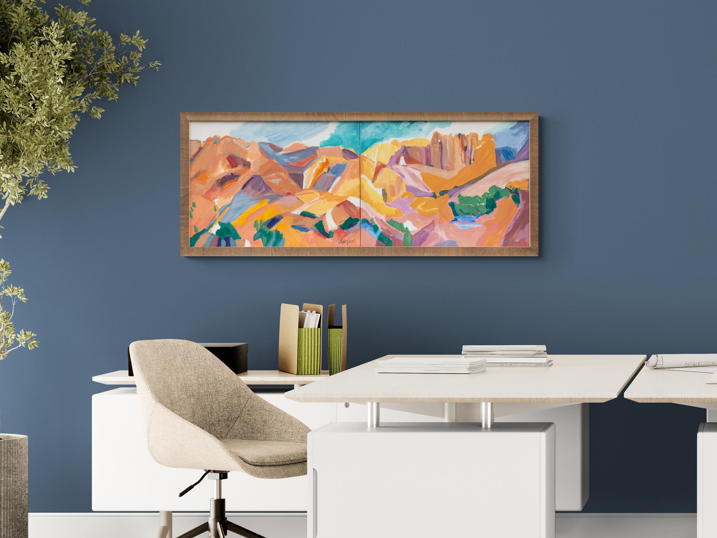 21° secolo Paesaggio astratto del Sud Ovest Dittico Pittura acrilica, roccia per in vendita 6