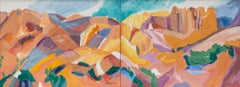 Siglo XXI Paisaje abstracto del suroeste Díptico Pintura acrílica, Roca Para