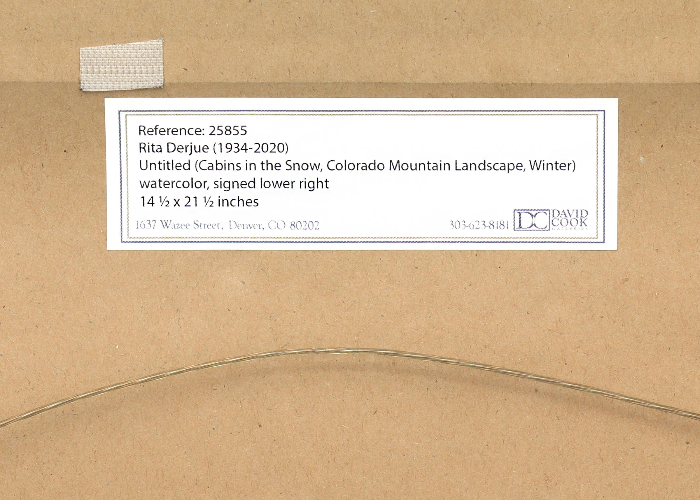 Colorado Mountain Winter Landscape Watercolor Painting, Blue, Orange, Purple For Sale 5
