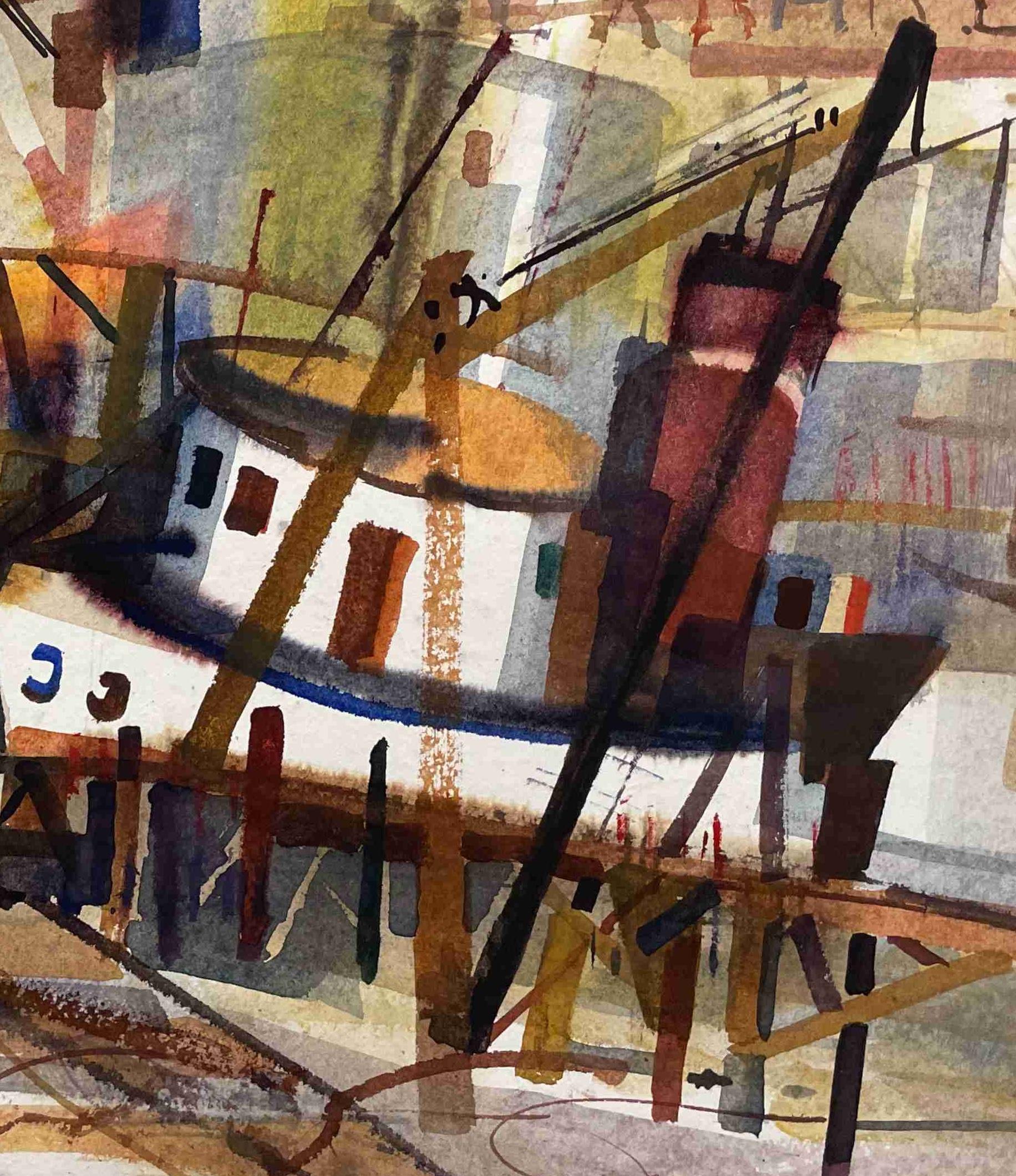 1950s Cubist Watercolor 