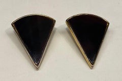 Rita Frascione Boucles d'oreilles en verre et fausse écaille de tortue des années 1980