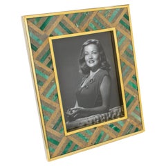 Retro Rita Frascione Firenze Gilded Brass, Travertine and Marble Picture Frame, 1980s