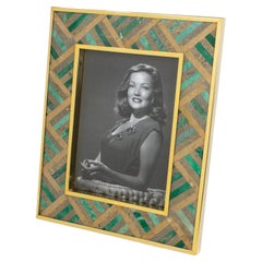 Rita Frascione Firenze Gilded Brass, Travertine and Marble Picture Frame, 1980s