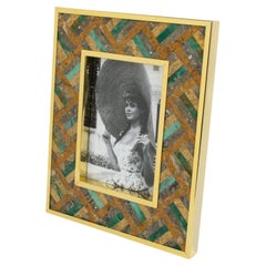 Rita Frascione Firenze Gilt Brass and Stone Marquetry Picture Frame, 1980s
