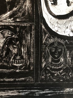 Portraits figuratifs abstraits modernes du milieu du siècle dernier, lithographie judaïque, impression juive