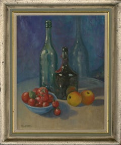 Rita Greig (1918 - 2011) - Framed 20th Century Oil, Still Life with Wine Bottles