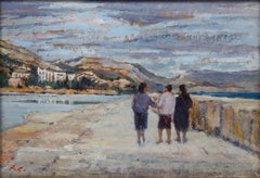 Rita Greig (1920-2011) - Gerahmtes Öl aus dem 20. Jahrhundert, Abendspaziergang, Altea