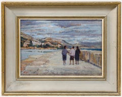 Rita Greig (1920-2011) - Gerahmtes Öl aus dem 20. Jahrhundert, Abendspaziergang, Altea
