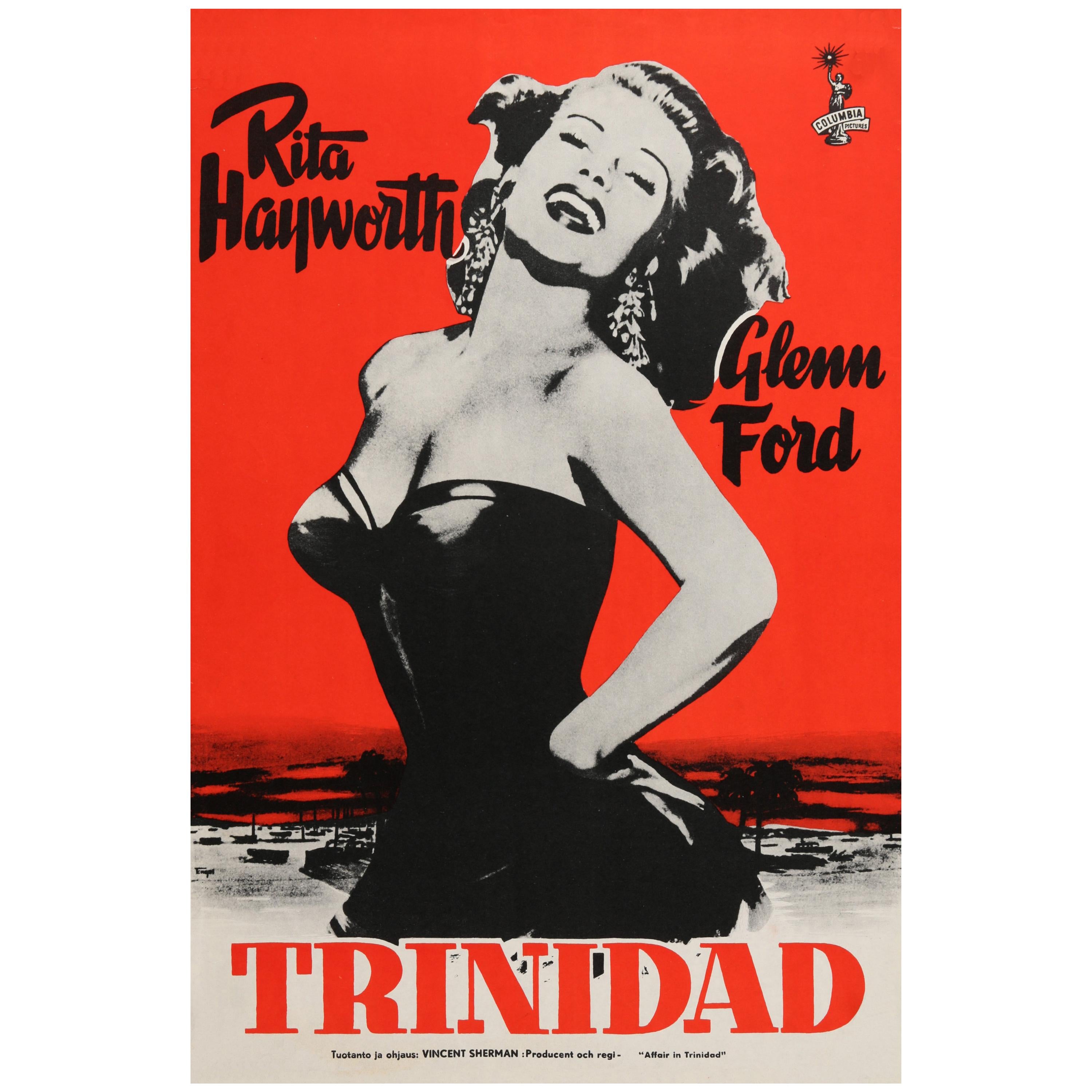 Rita Hayworth "Affair in Trinidad" Original Vintage Movie Poster, Finnish, 1952