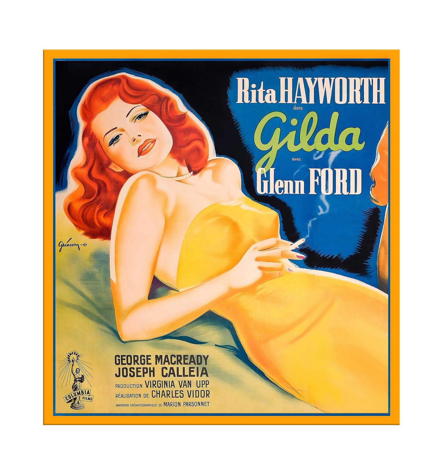 Rita Hayworth Starring in Gilda, after Vintage Movie Poster, Hollywood Regency For Sale