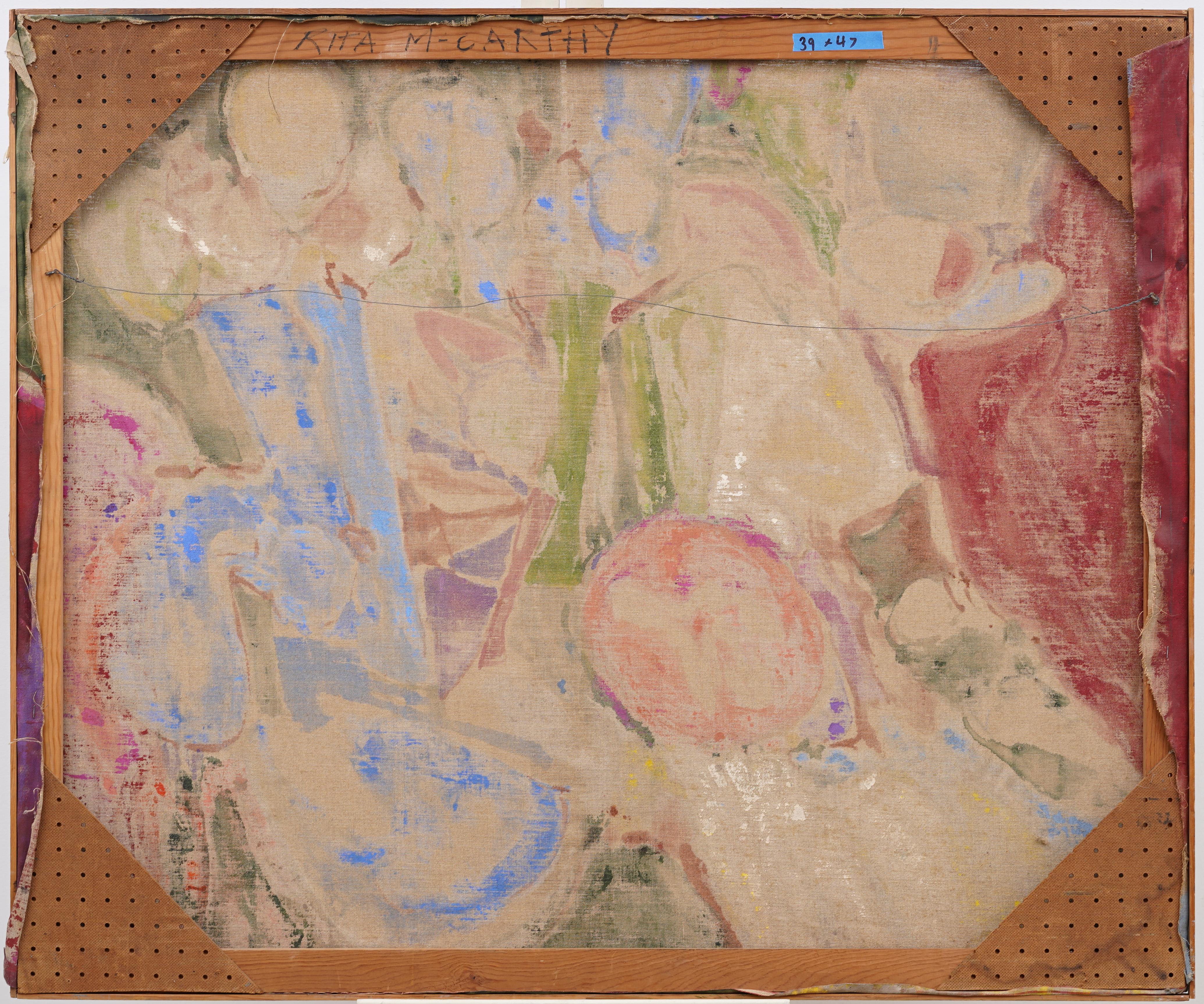 Increíble pintura al óleo expresionista abstracta modernista americana antigua firmada en venta 2